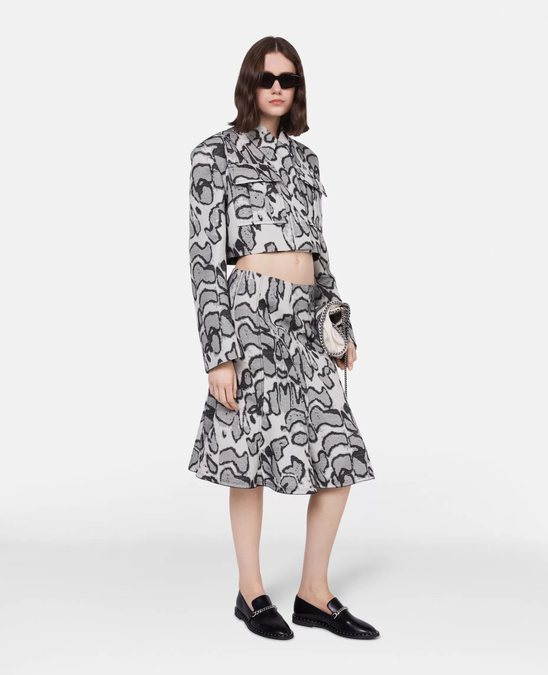 Abstrakt Moth Jacquard Cropped Utility-Jakke^Stella McCartney Flash Sale