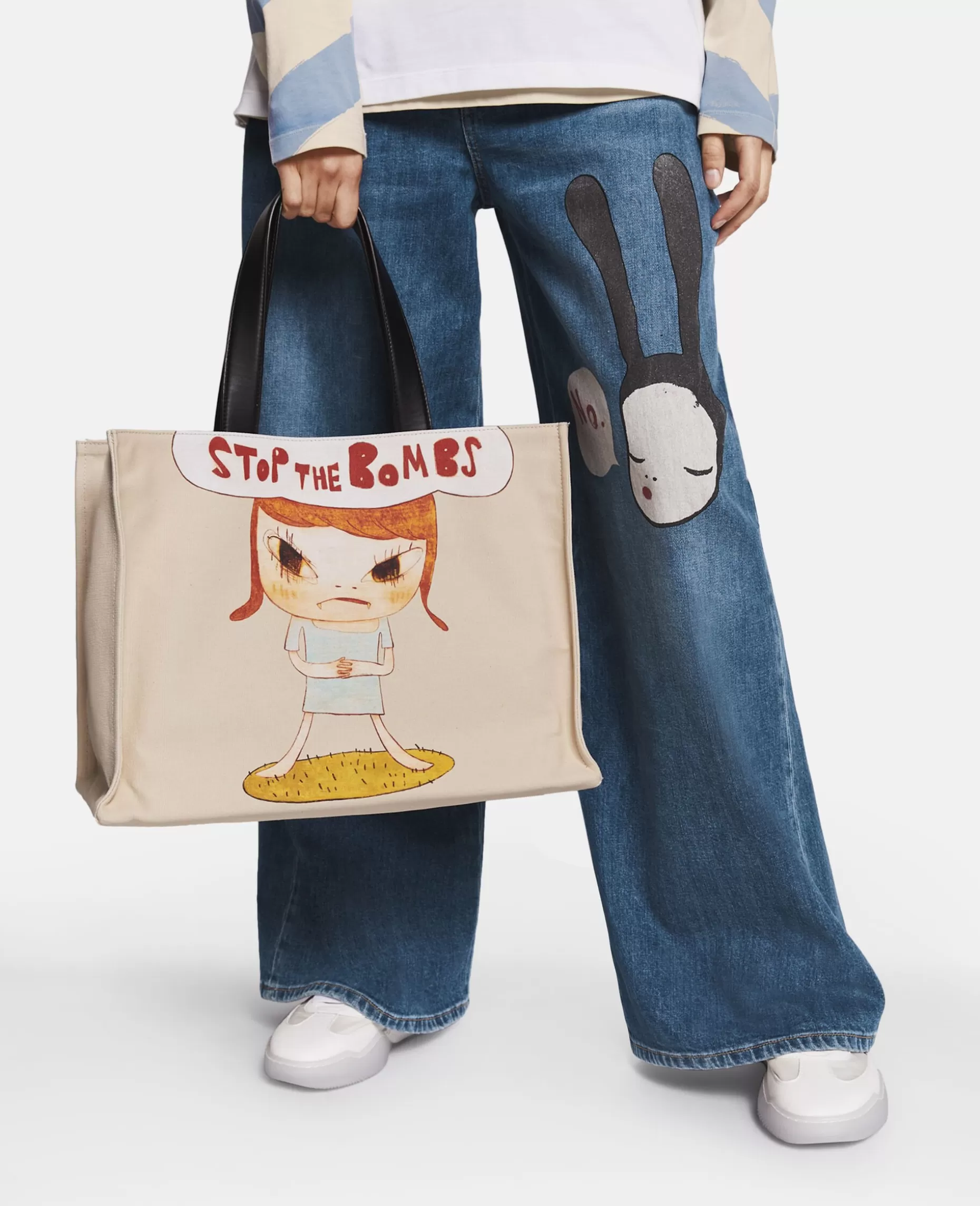 Stop The Bombs Print Bomuld Canvas Tote Bag^Stella McCartney Sale